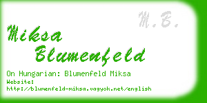 miksa blumenfeld business card